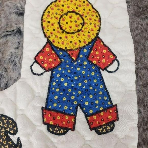 Vintage Hand Stitched Quilted Primitive Child With Dog Christmas Stocking - Picture 4 of 8